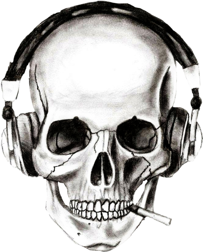 Skull_with_ Headphones_and_ Cigarette