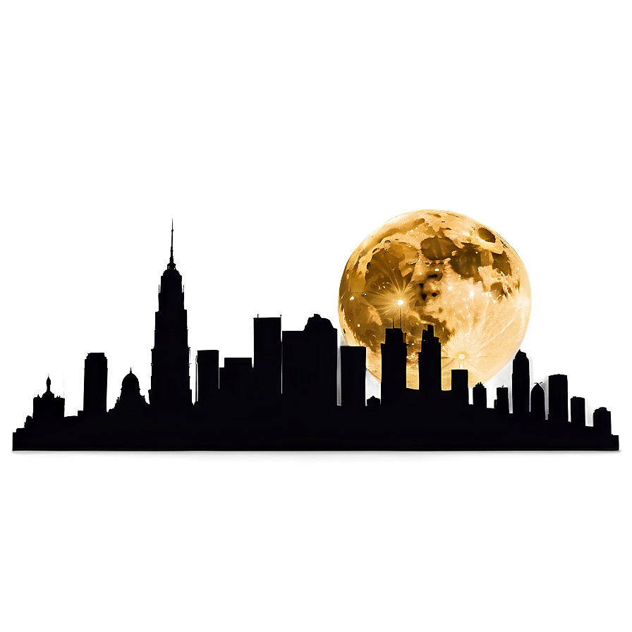 Skyline And Full Moon Png 06202024