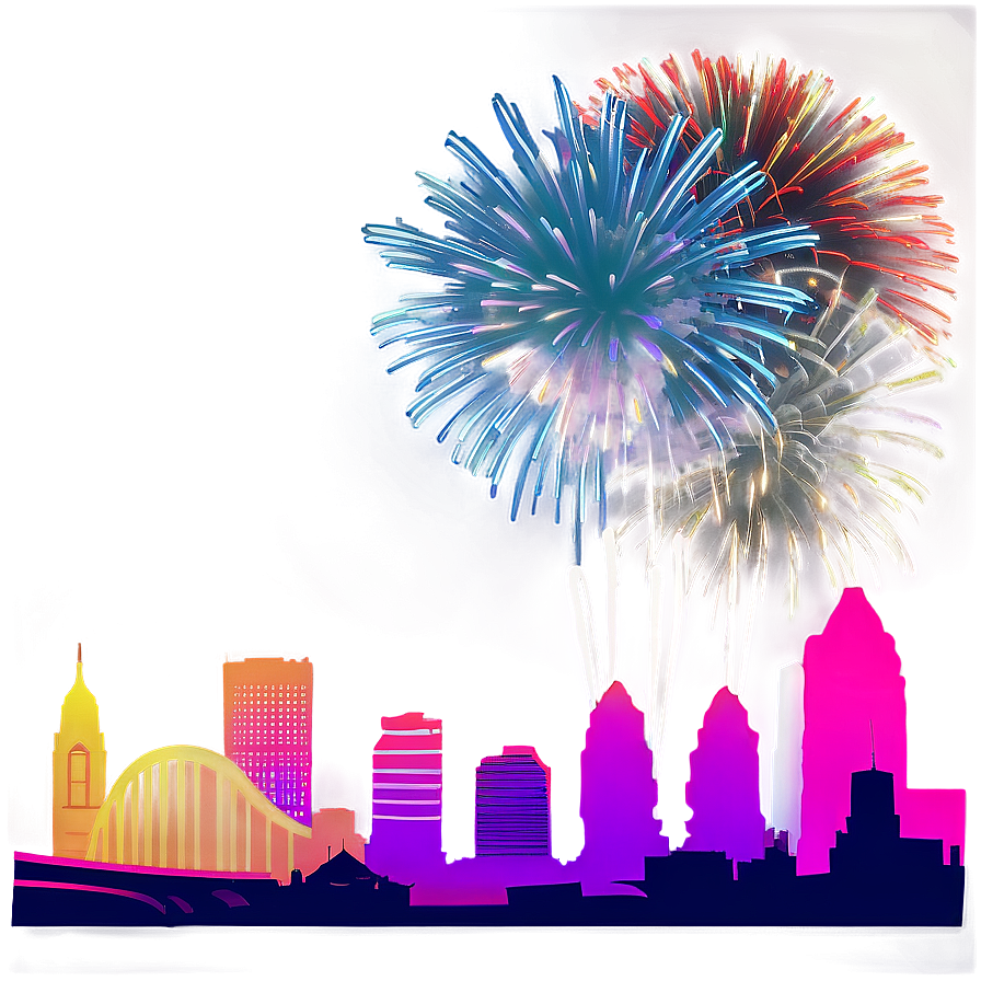 Skyline With Fireworks Png Xub