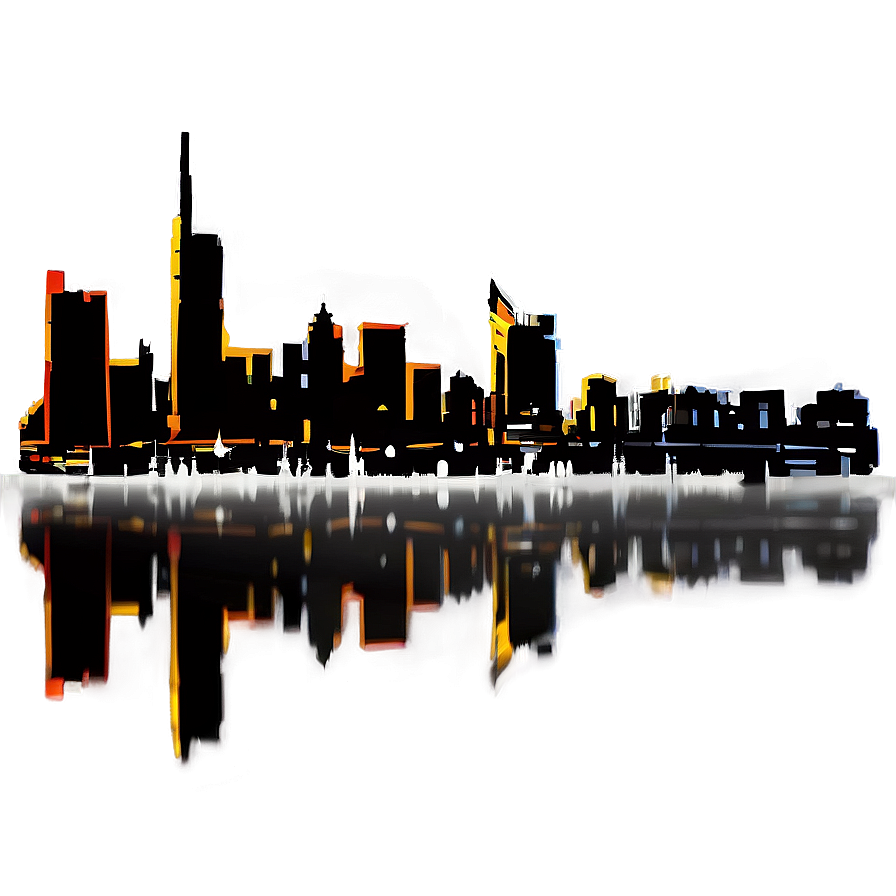 Skyline With Reflection Png Xbu