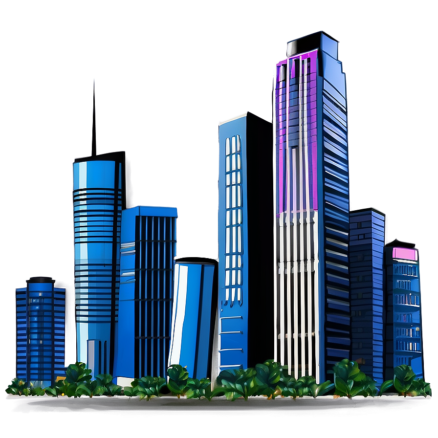 Skyline With Skyscrapers Png Dlf31