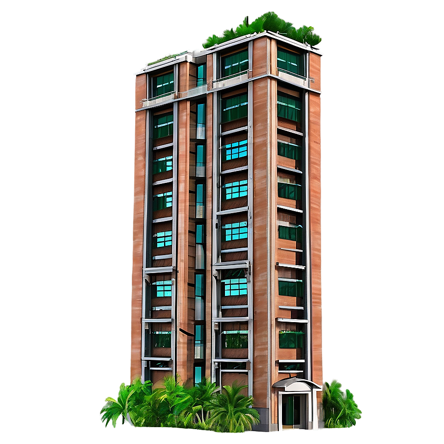 Skyscraper With Greenery Png Mfq52