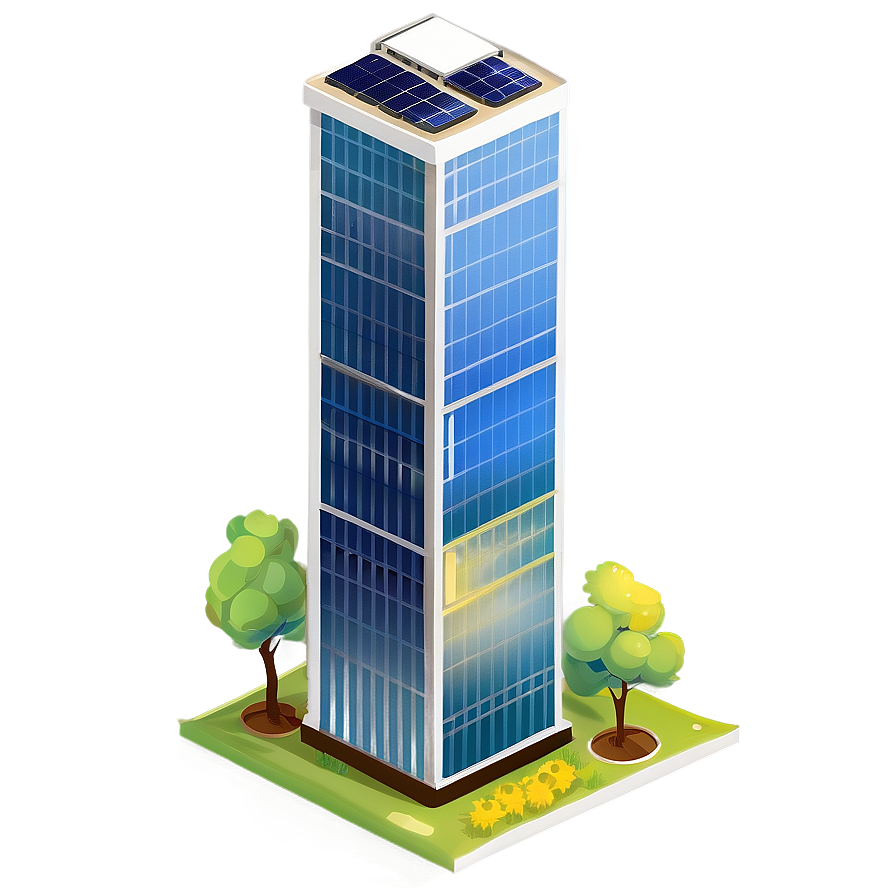 Skyscraper With Solar Panels Png Hrm