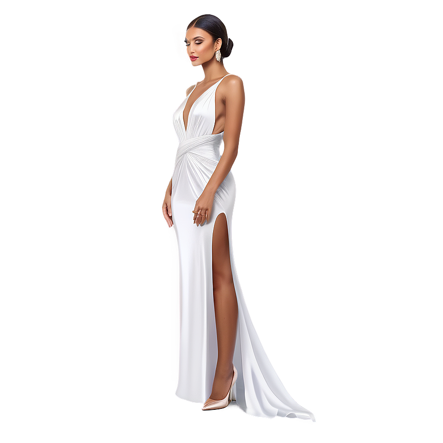 Sleek White Evening Dress Png 2