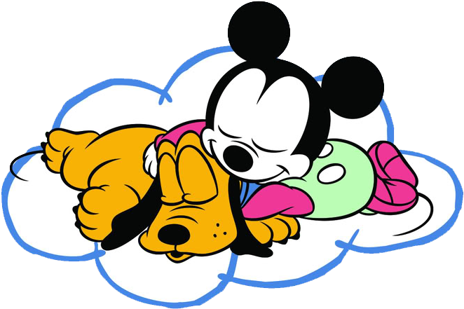 Sleeping Baby Mickeyand Pluto