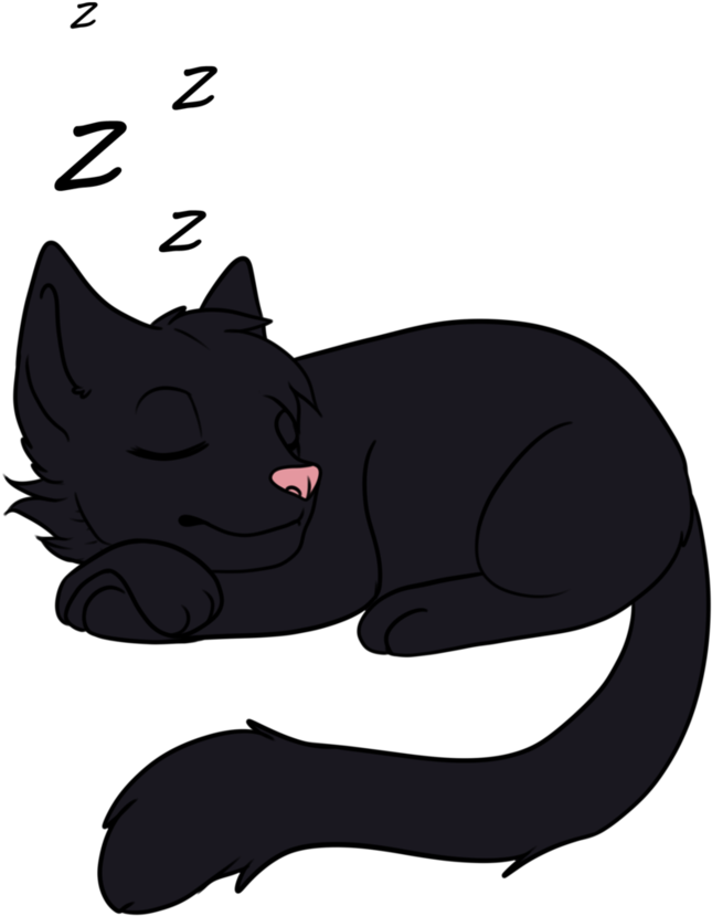 Sleeping Black Cat Cartoon