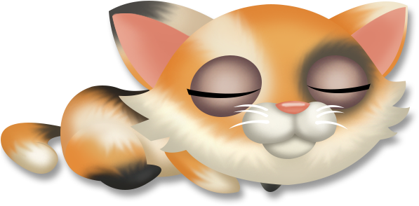 Sleeping Calico Cat Cartoon