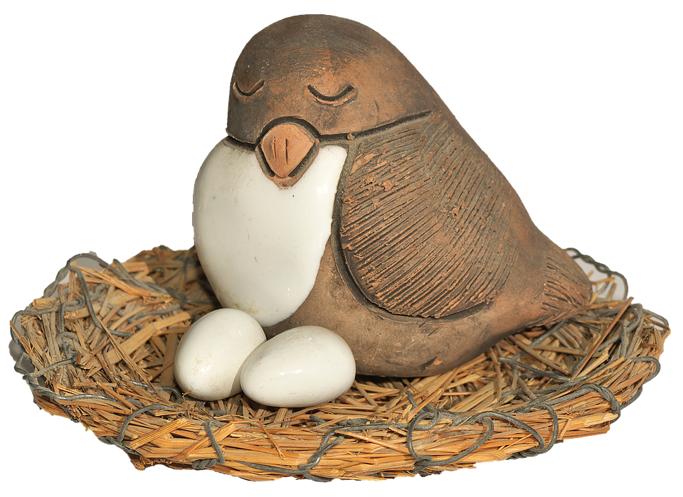 Sleeping Clay Birdin Nestwith Eggs