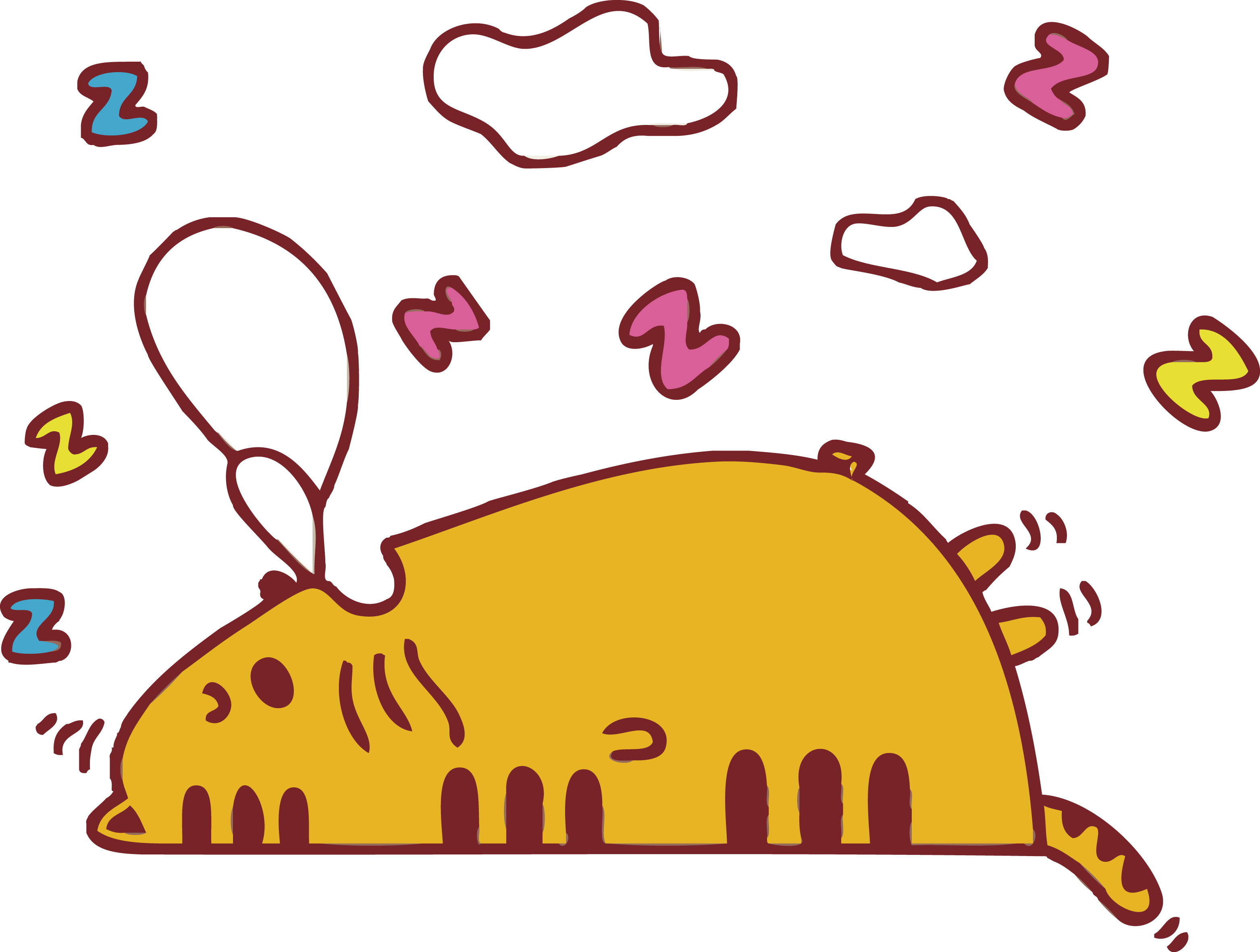 Sleeping Yellow Cat Cartoon
