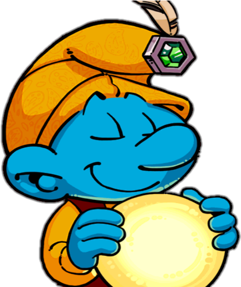 Sleepy Smurf Holding Crystal Pendant