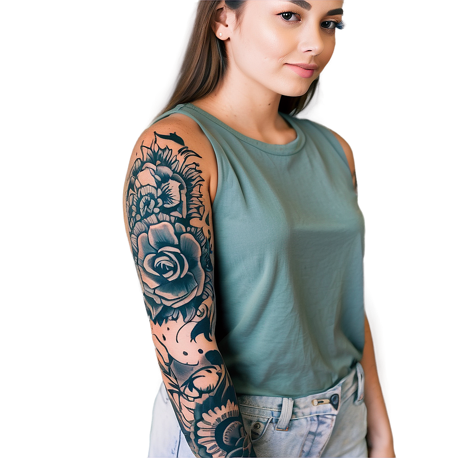 Sleeve Tattoo For Girls Png 06262024