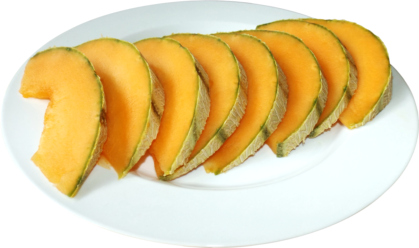 Sliced Cantaloupeon Plate