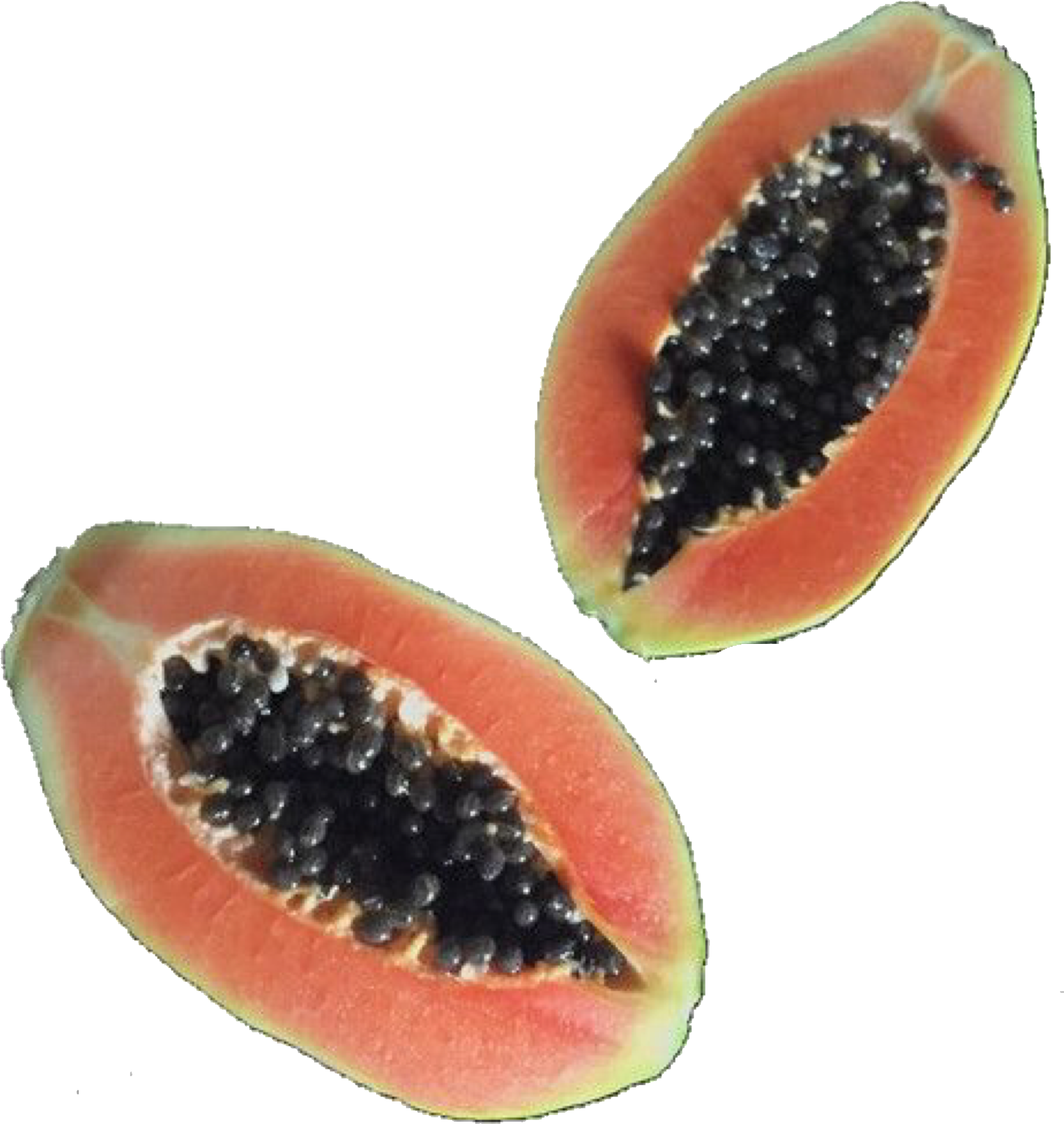 Sliced Papaya Fruit Halves