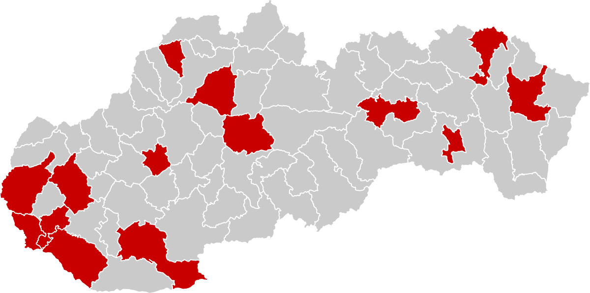 Slovakia Districts Highlighted Map