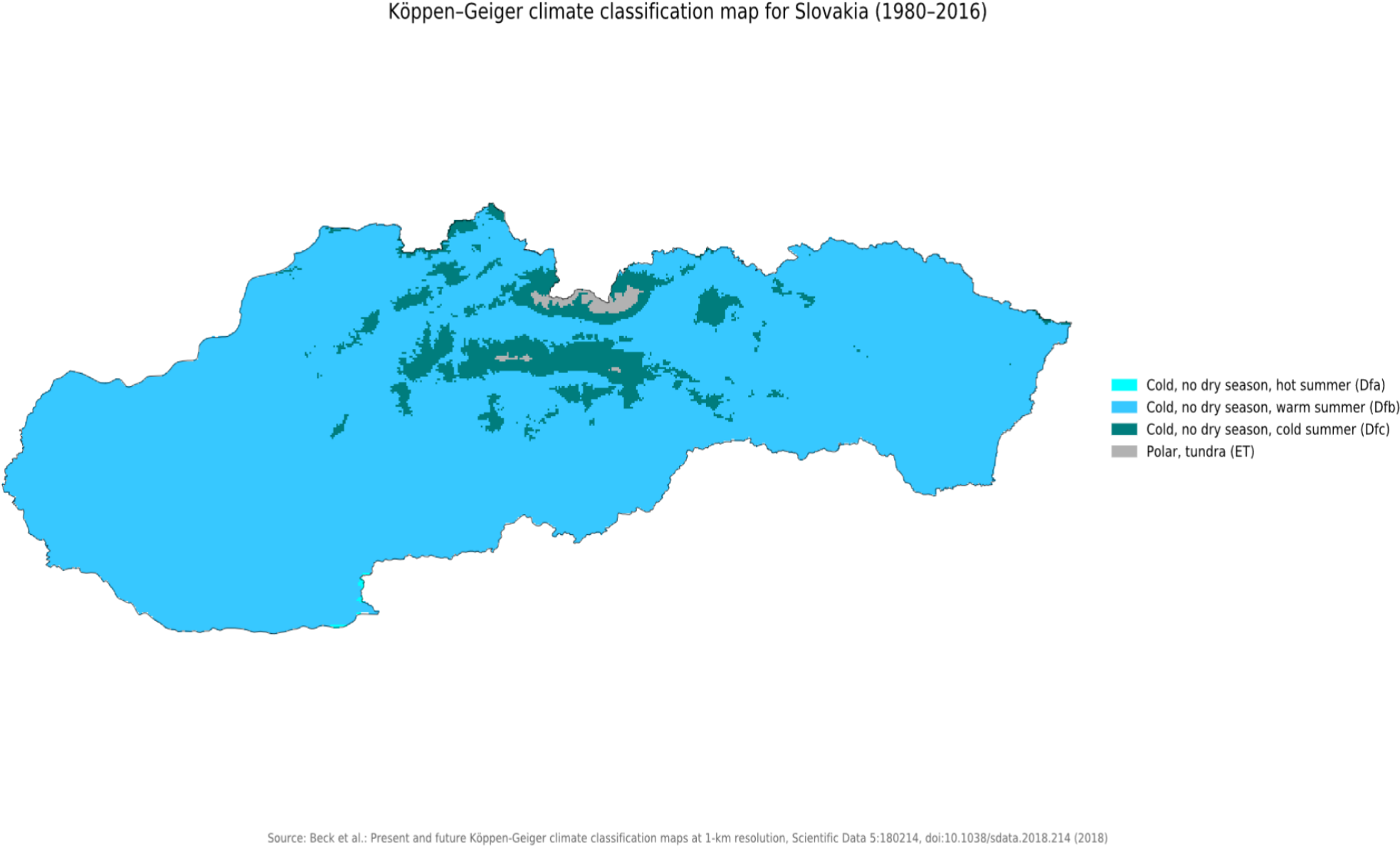 Slovakia Koppen Geiger Climate Map19802016