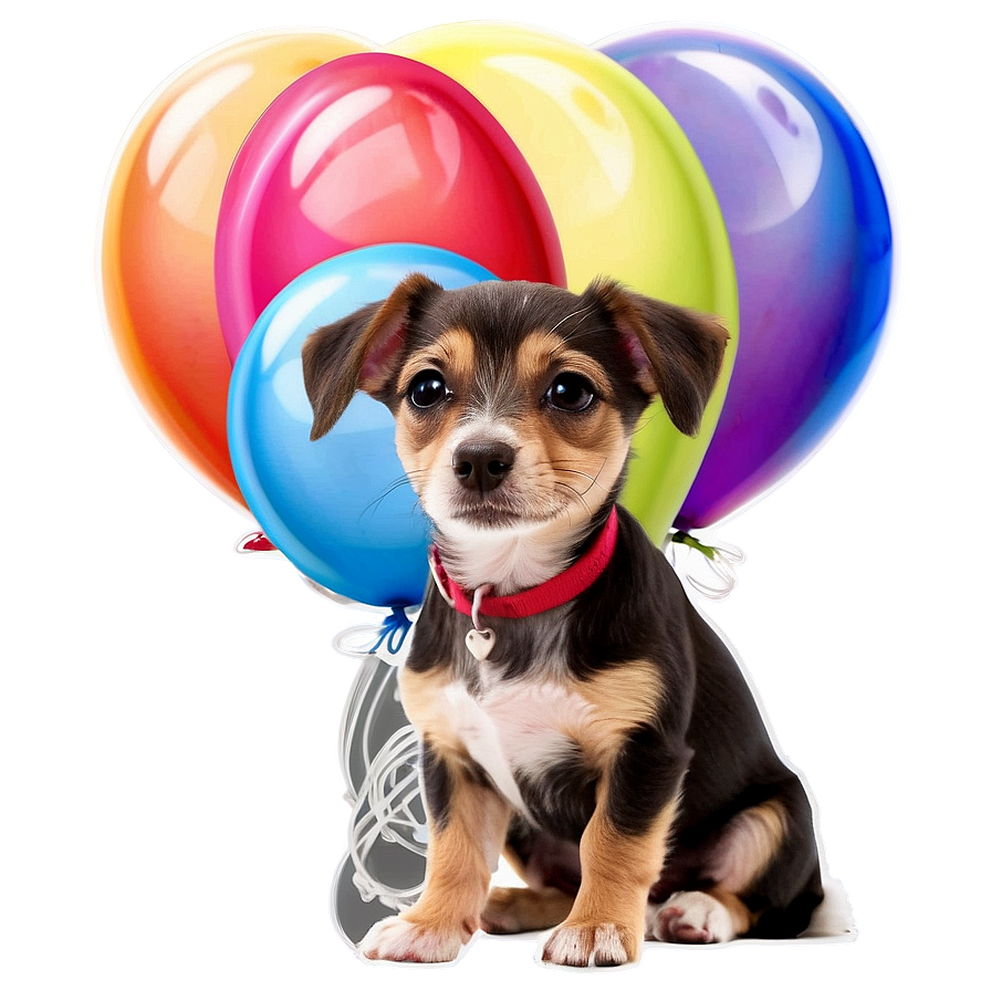 Small Dog With Balloons Png Kob90