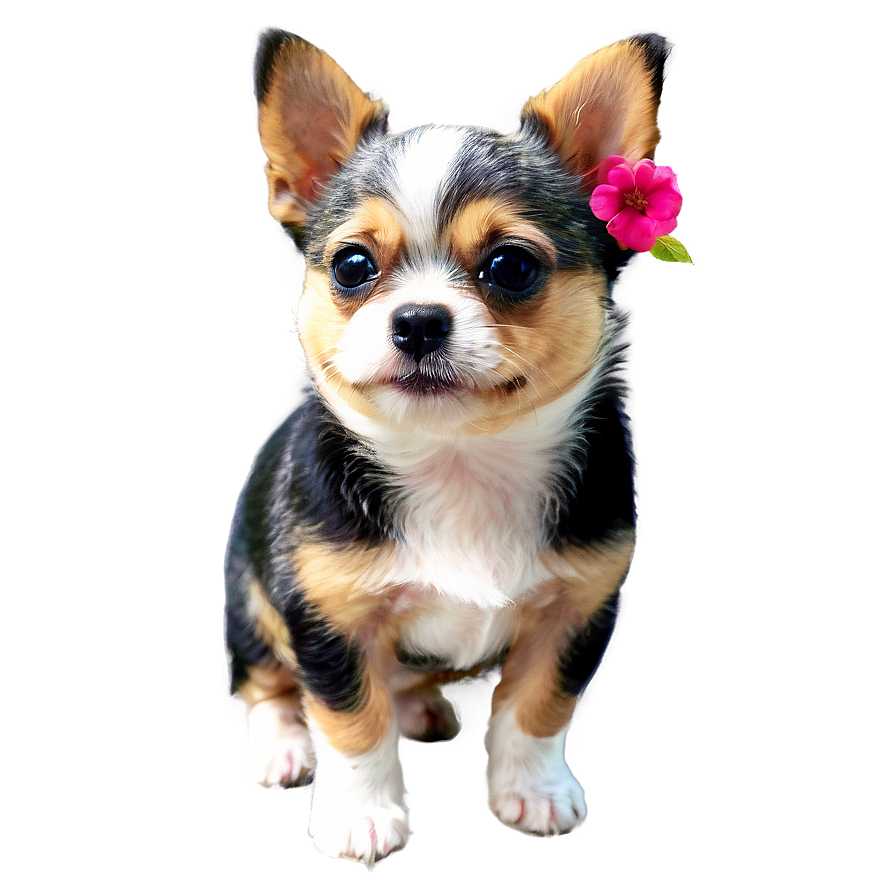 Small Dog With Flowers Png 99