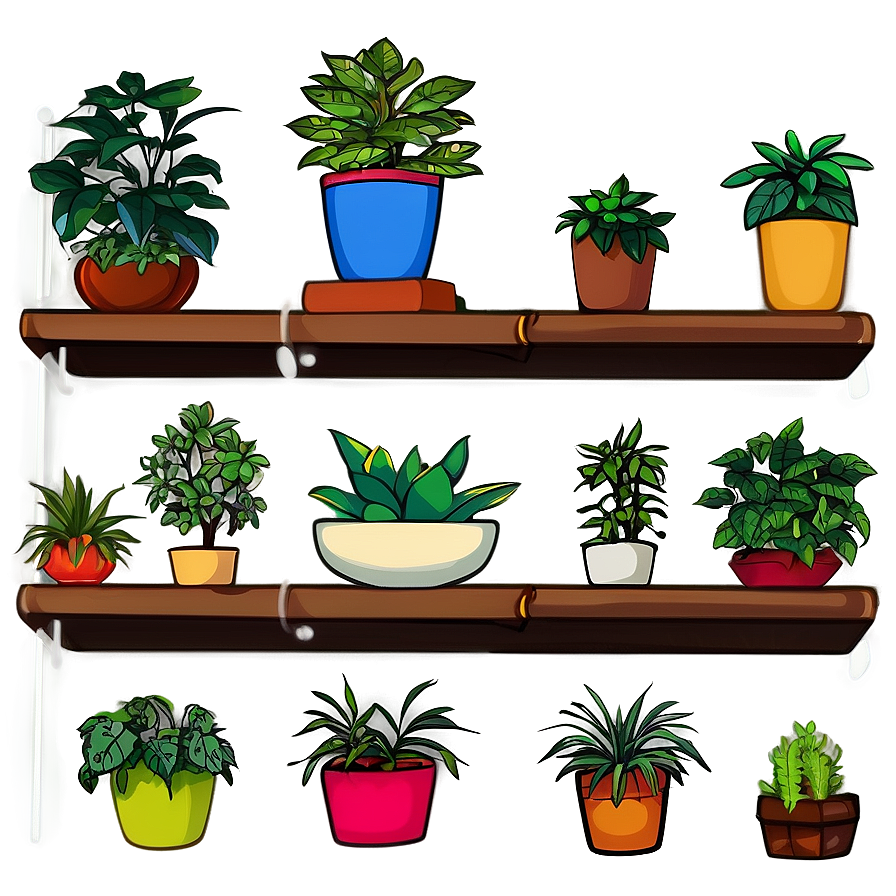 Small Plant On Bookshelf Png Hcm19