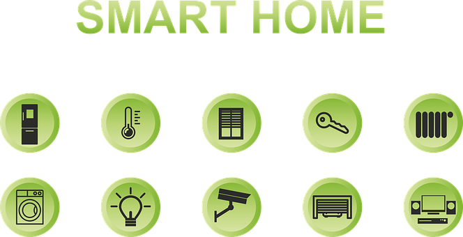 Smart Home Icons Green Background