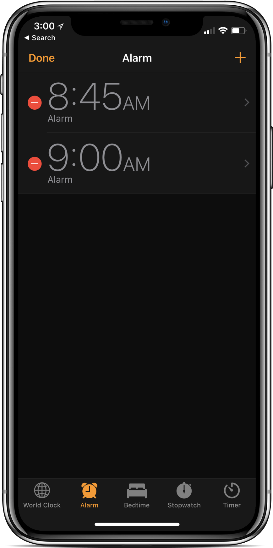 Smartphone Alarm App Screen