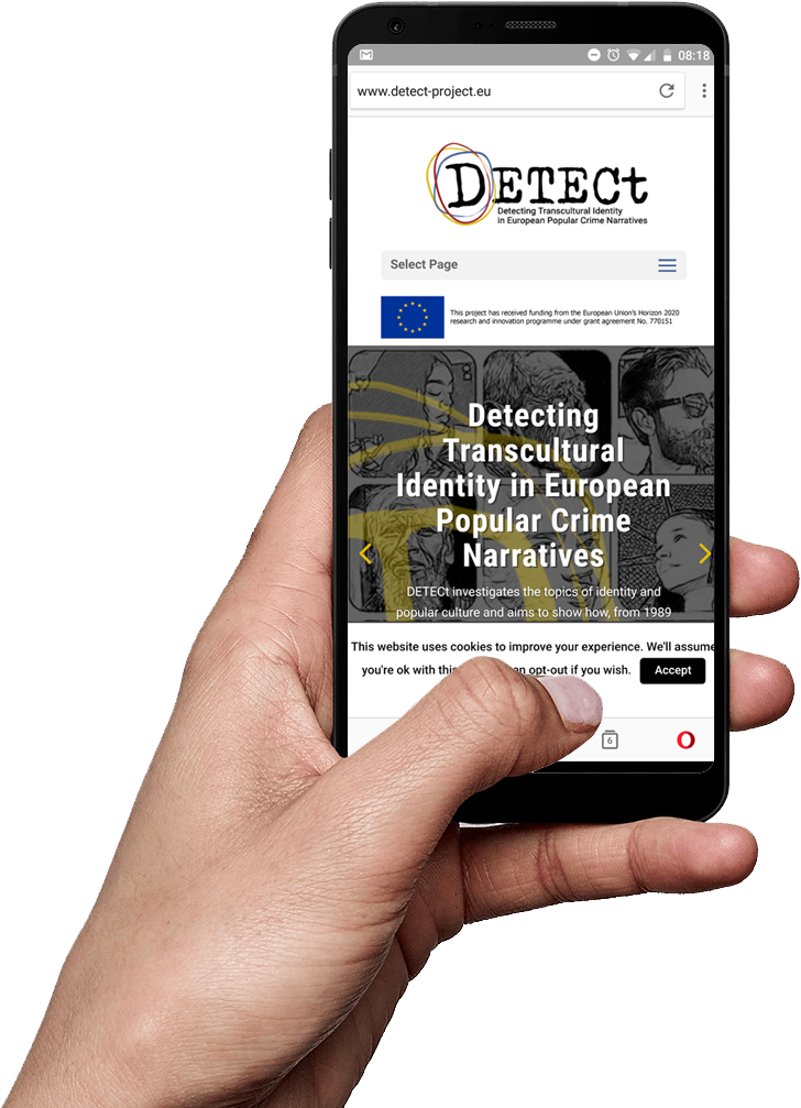 Smartphone Displaying D E T E C Project Website