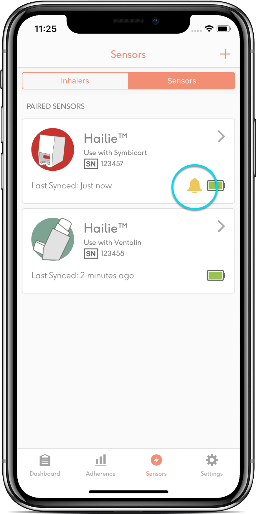Smartphone Inhaler Sensor App Screen