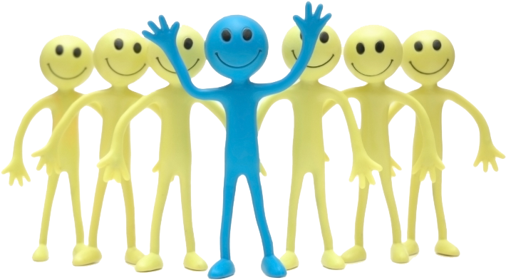 Smiley Figures Standing Out Blue