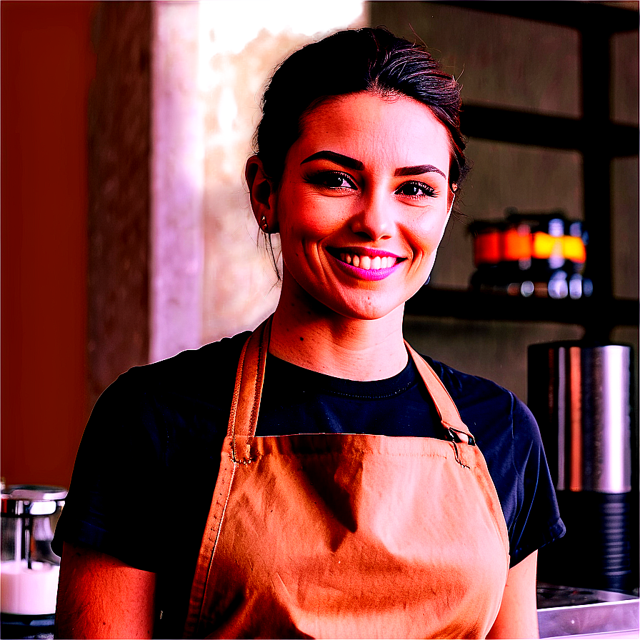 Smiling Barista Portrait Png Xmo37