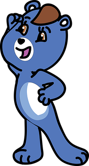 Smiling Blue Bear Cartoon