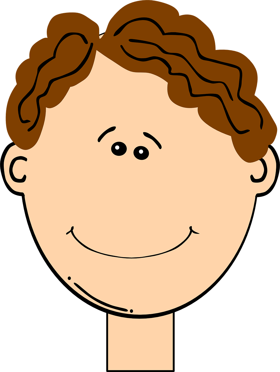 Smiling Cartoon Childwith Brown Hair