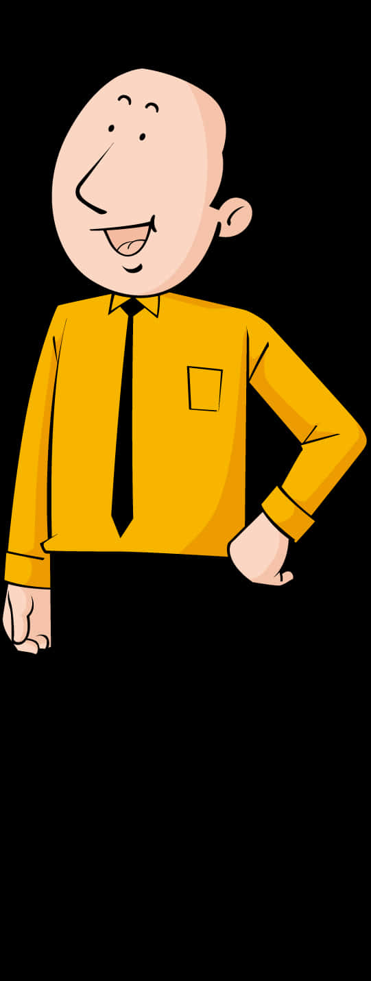 Smiling Cartoon Man Yellow Shirt