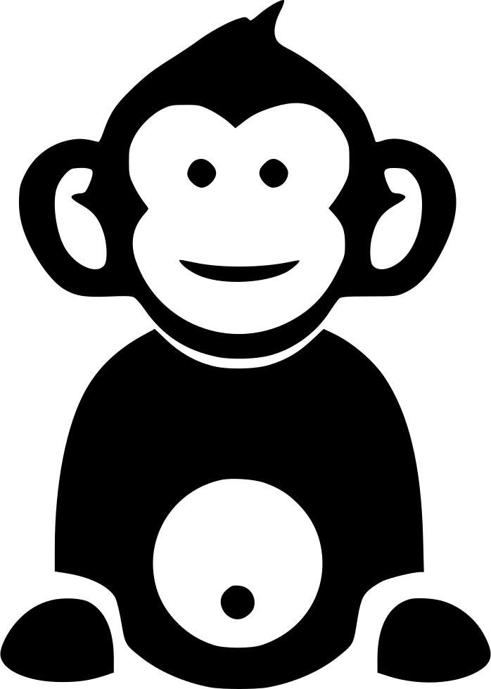 Smiling Cartoon Monkey Outline