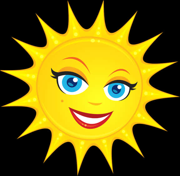 Smiling Cartoon Sun Transparent Background