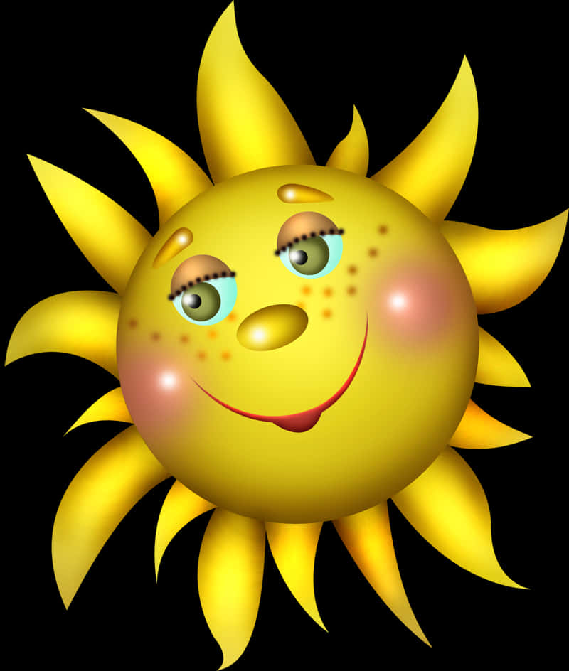 Smiling Cartoon Sun Transparent Background