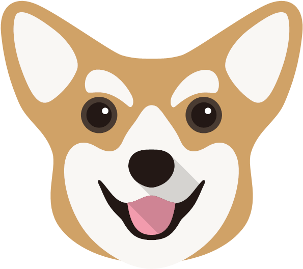 Smiling Corgi Cartoon Head