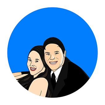 Smiling Couple Cartoon Portrait