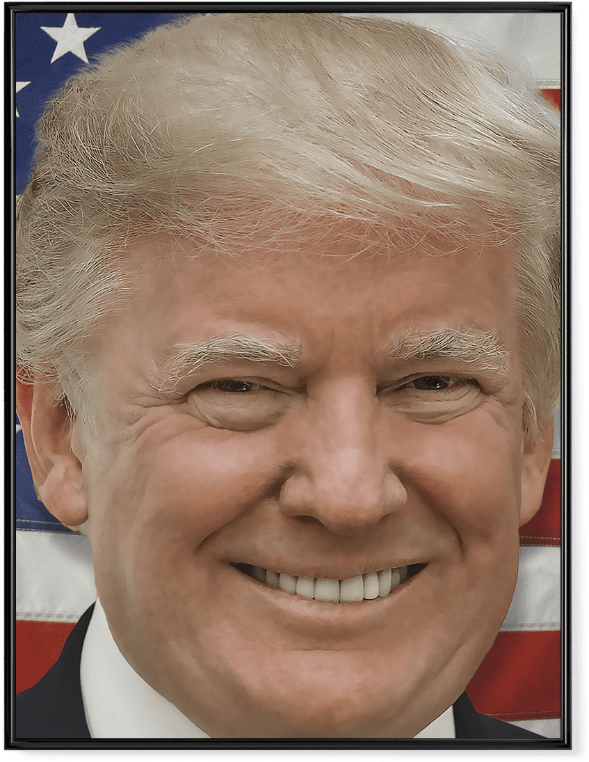 Smiling Figure Against American Flag Background