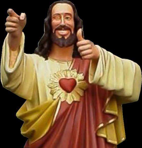 Smiling Jesus Figurine Thumbs Up