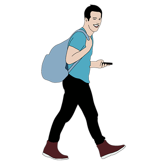 Smiling Man Carrying Backpack