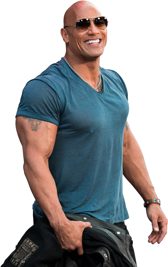 Smiling Muscular Manin Blue Shirt