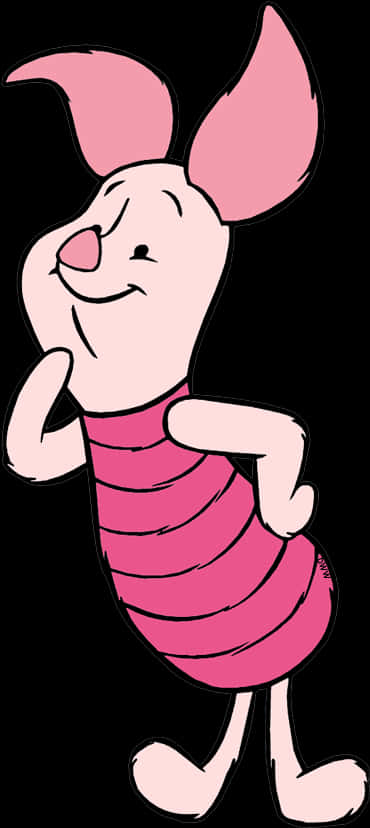 Smiling Piglet Cartoon Character