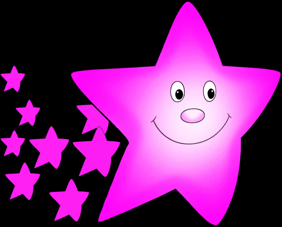 Smiling Pink Star Cartoon