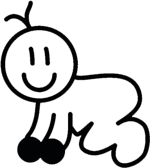 Smiling Stick Figure Baby Drawing