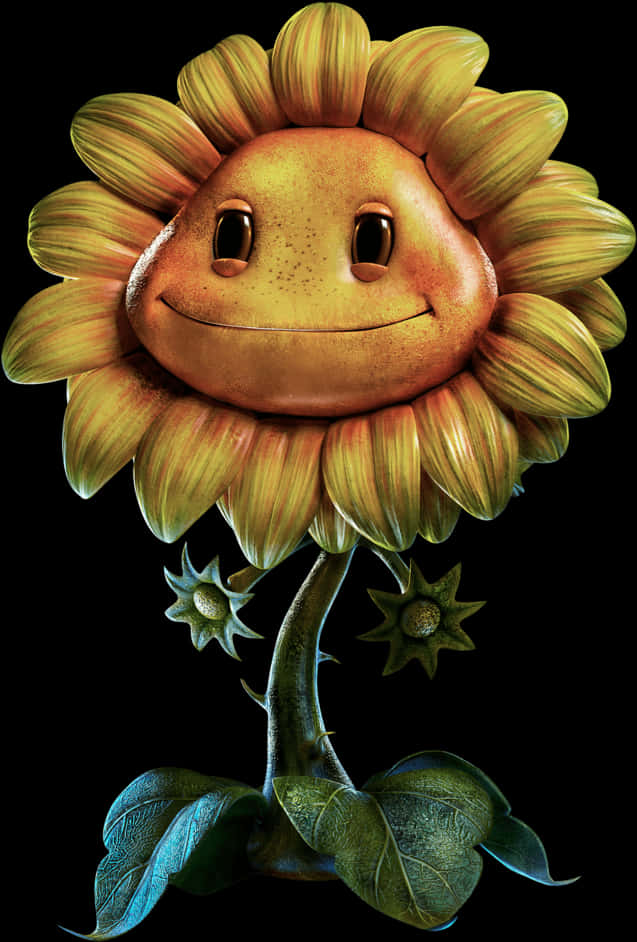 Smiling Sunflower Cartoon Illustration