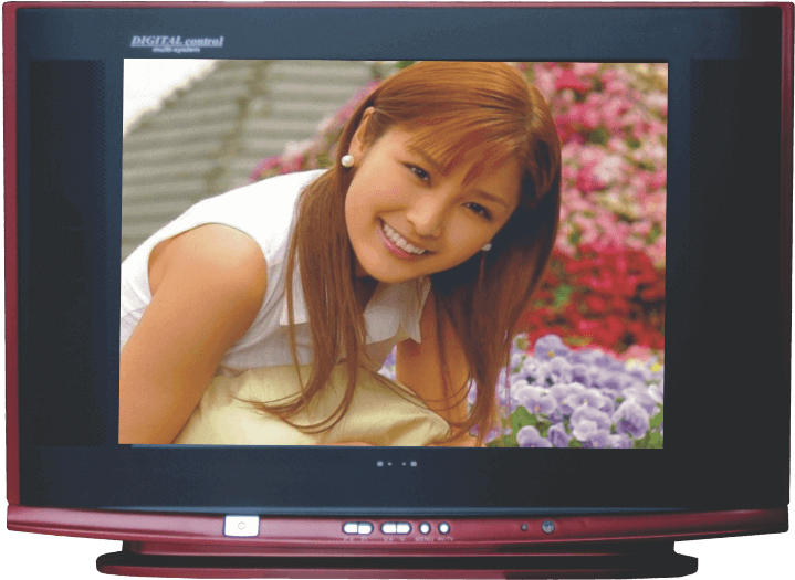 Smiling Woman On C R T Monitor