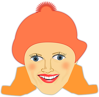 Smiling Woman Orange Hat Graphic