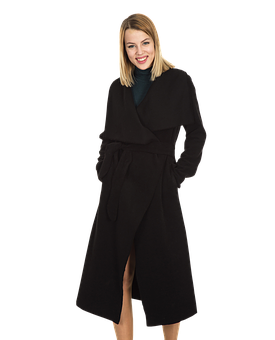 Smiling Womanin Black Coat