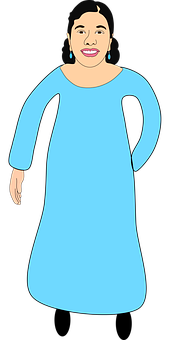 Smiling Womanin Blue Dress