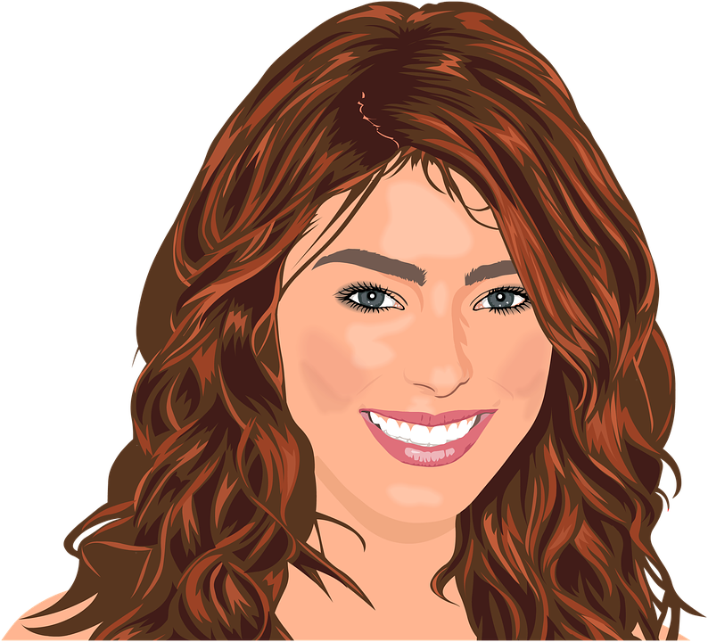 Smiling Womanwith Auburn Hair Vector Illustration