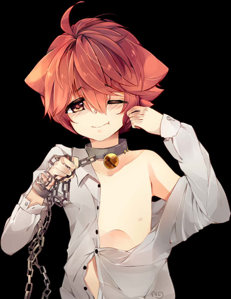 Smirking Anime Boy With Chains